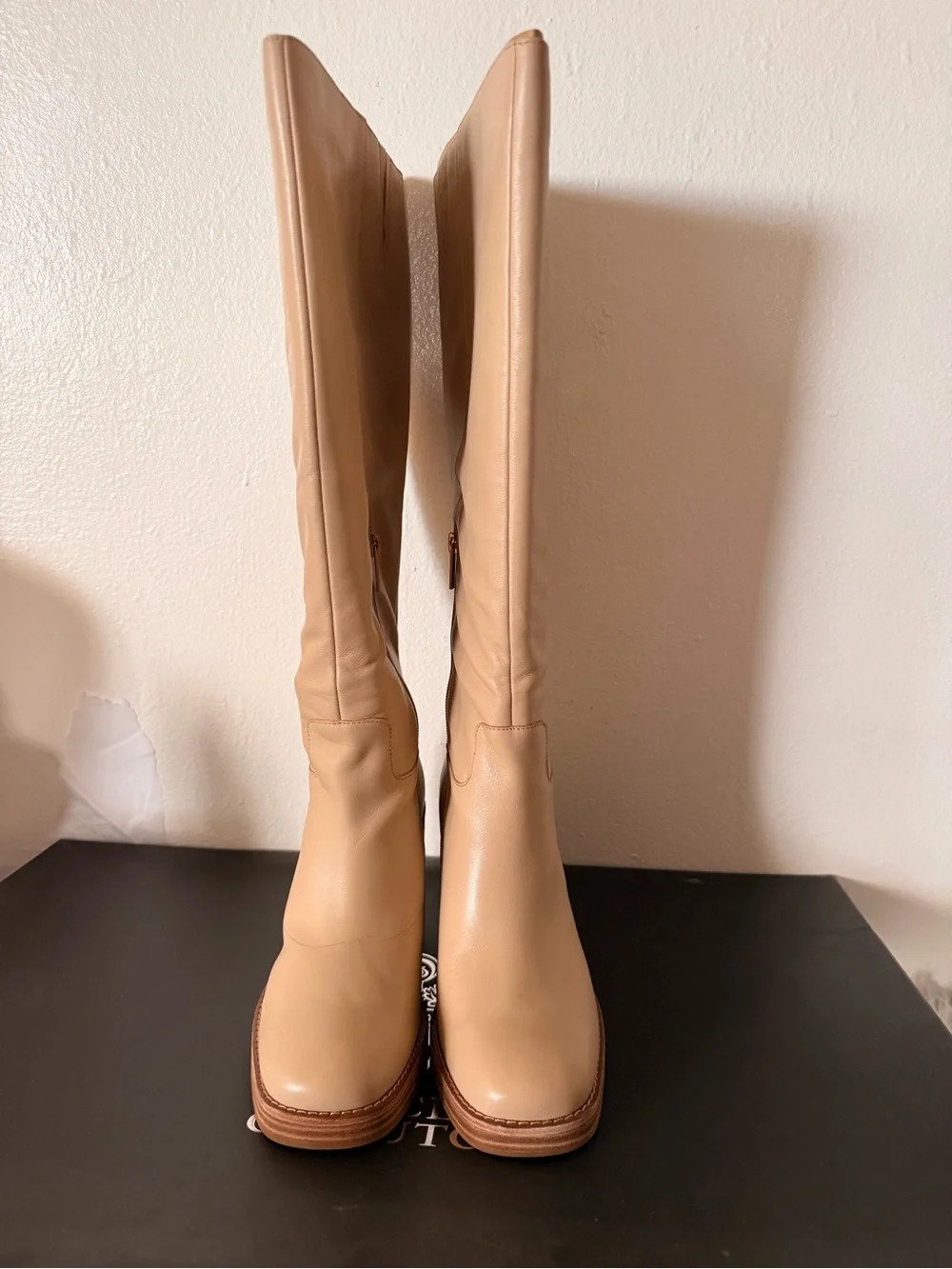 Vince Camuto Beige Over-the-Knee Leather Boots